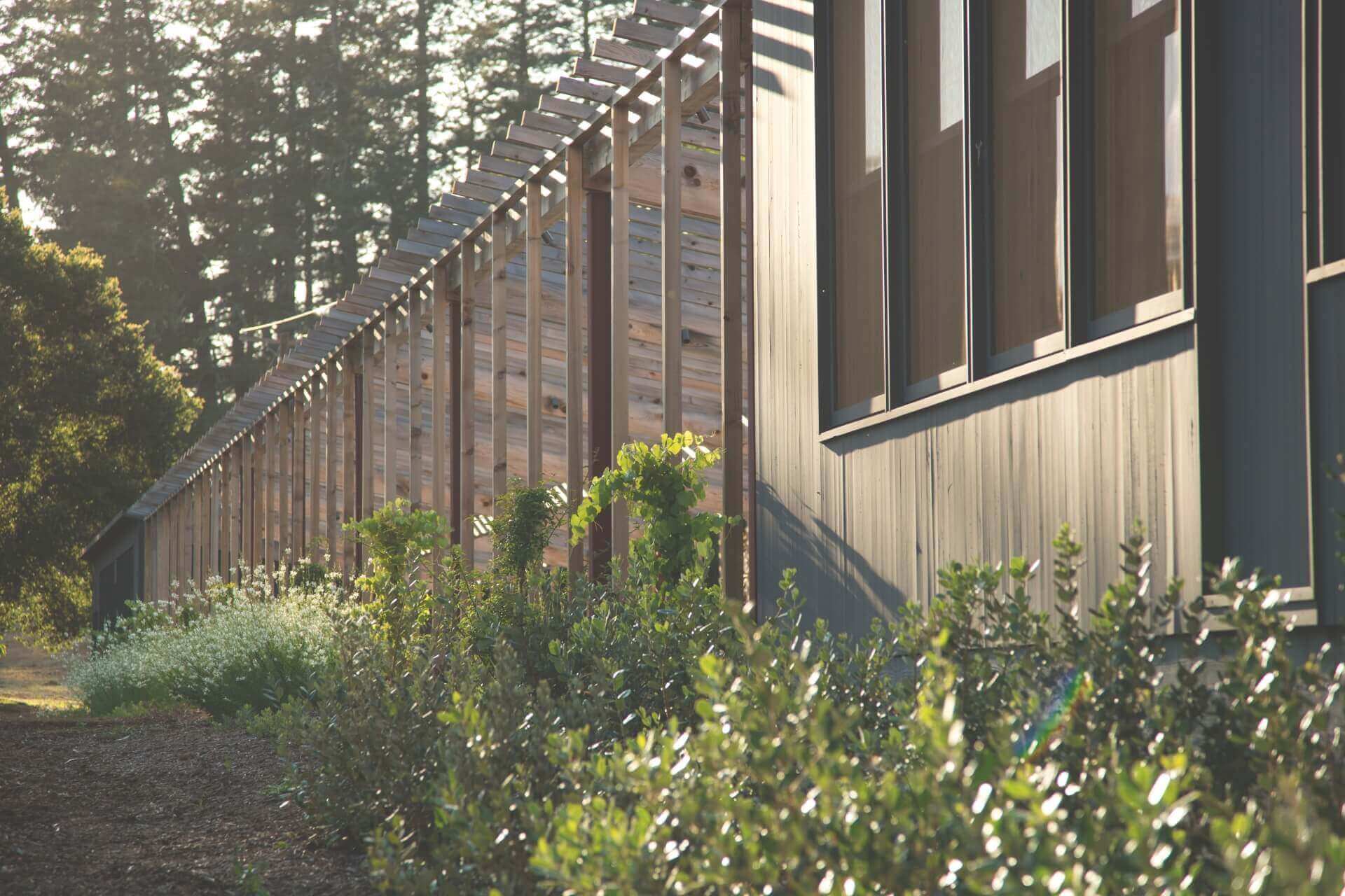 Vineyard Building and Lush Landscape