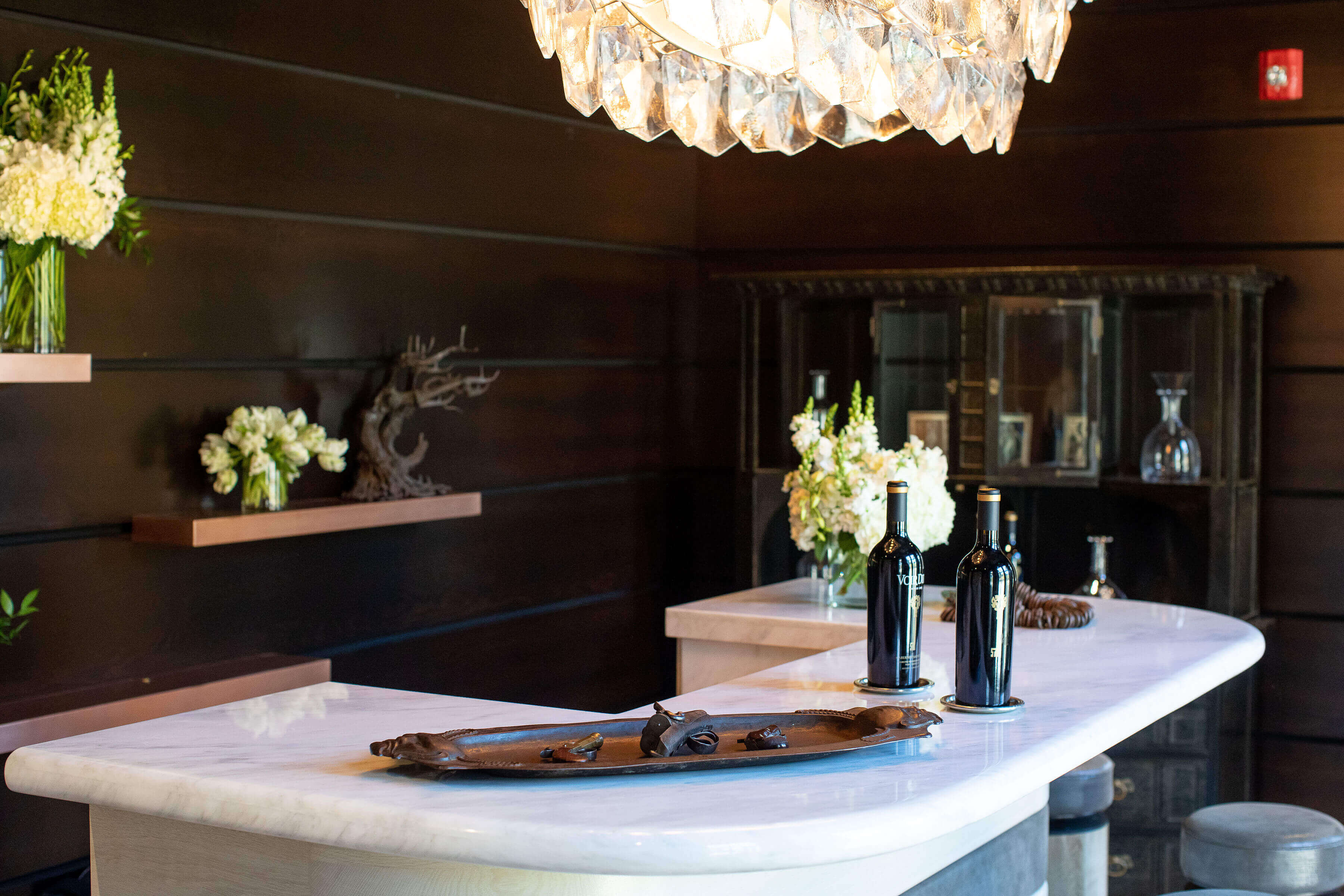 Beautiful Wine Tasting Room with a Magnificent Chandelier